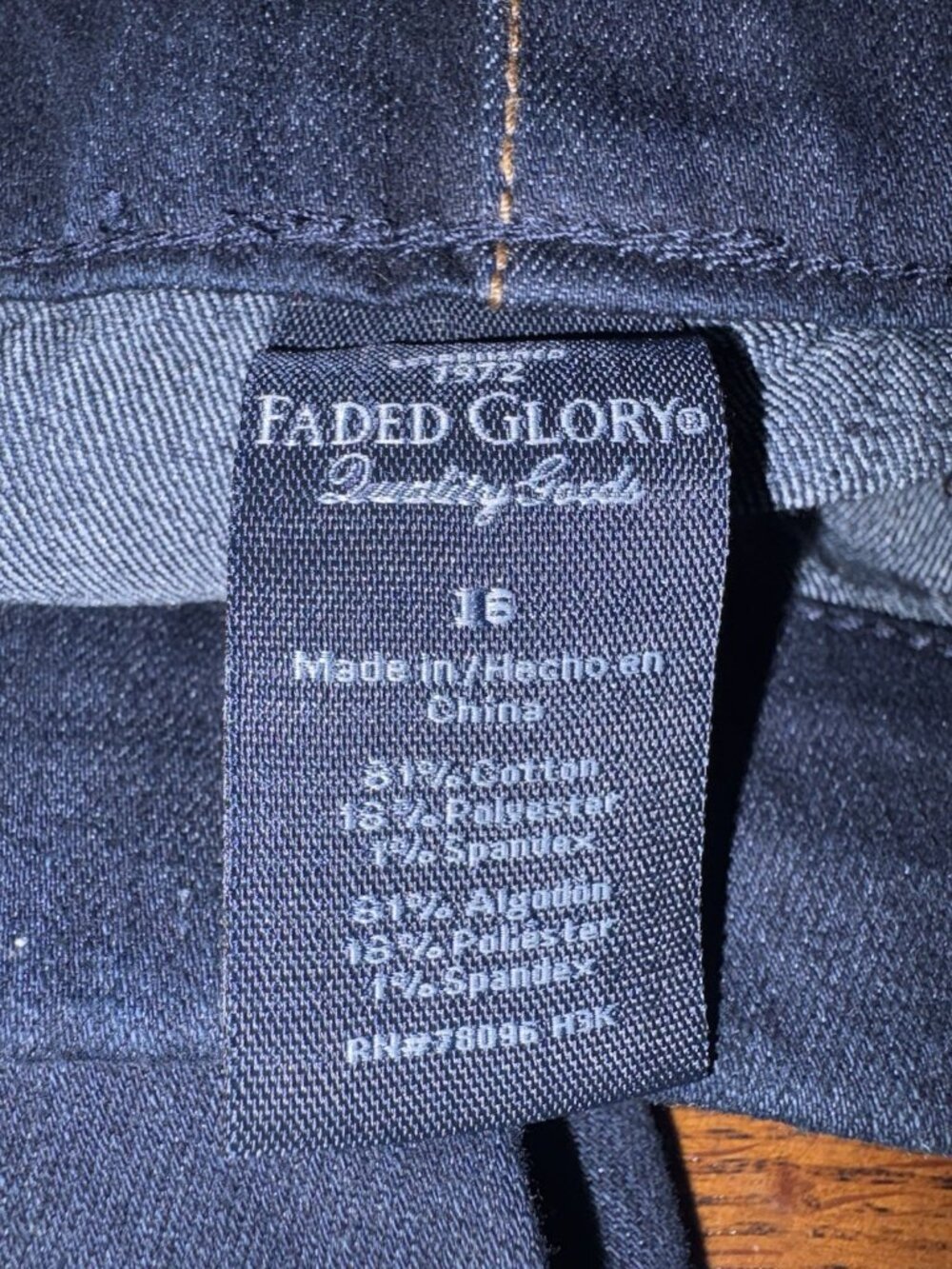 Faded Glory Jean Jeggings Womens Size 16 36X28 Stretch Blue - Picture 9 of 9